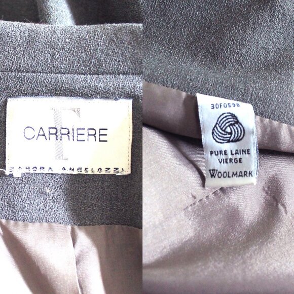 Vintage Grey Wool Blazer, FEMME DE CARRIERE Woolmark Single Breasted - Picture 6 of 6